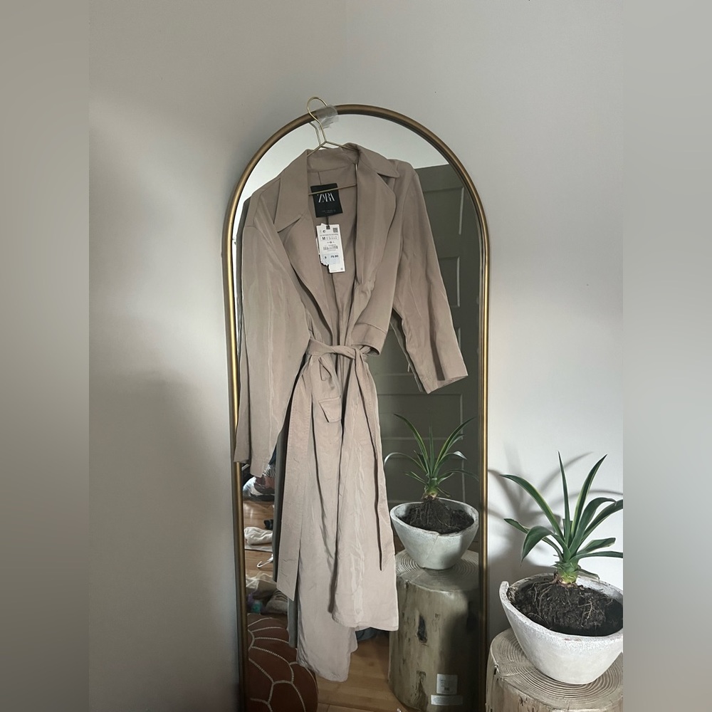 NWT Zara size M belted longline topcoat s L trench coat
